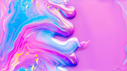 Vibrant Swirls of Pink and Blue Acrylic Paints