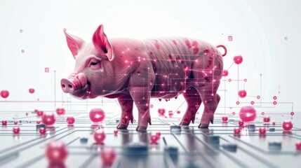 Digitalized Pig Concept Representing Futuristic Animal Technology