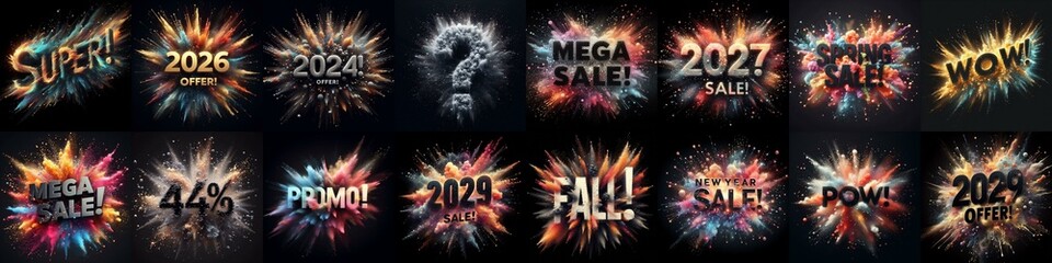Sale promo. Particles explosion. AI generated illustration