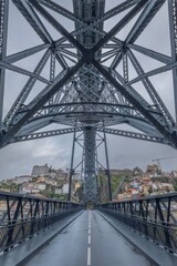Fototapeta premium unique Perspective of Porto's Dom Luis I Bridge, an Architectural Marvel