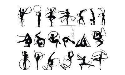 Rhythmic Gymnastics  Vector bundle, Baby Penguin Clipart, Silhouette, Vector, icons, illustration, design