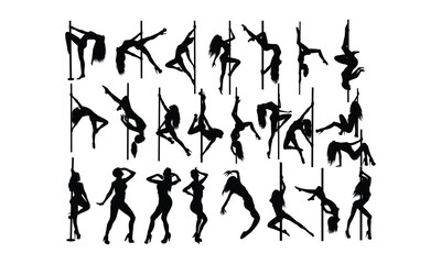 Pole dance Vector bundle, Baby Penguin Clipart, Silhouette, Vector, icons, illustration, design