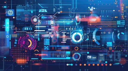 abstract digital illustration background, colorful and bold