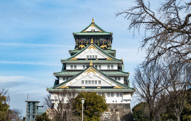 Osaka Castle in Osaka Castle Park, Osaka, Japan