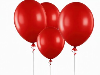 Set of red balloons isolated on transparent background - Generative AI,,cutout 