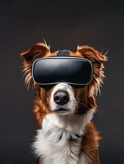 dog wearing VR headset