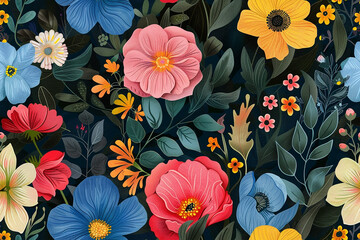 floral illustration on a dark background