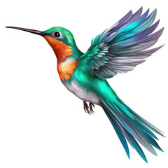 Fototapeta premium Beautiful flying hummingbird on a transparent background