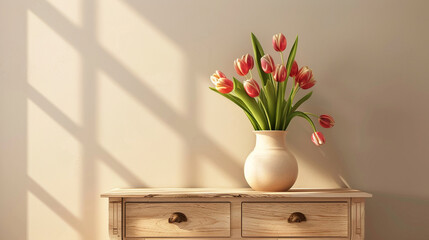 vase with beautiful flowers and empty space for text. interior design