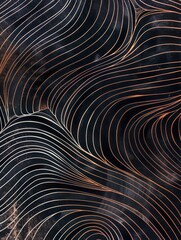 lotus pattern design background with beautiful rose gold lines on a black background