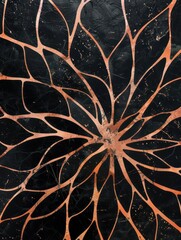 lotus pattern design background with beautiful rose gold lines on a black background