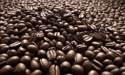 Coffee beans background. Close-up. Selective focus.