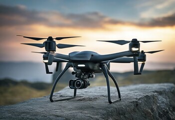 Naklejka premium 'drone surveillance helicopter unmanned camera military aircraft intelligence automatic fly flying spy spying watching observing observation hover hovering reconnaissance remote'