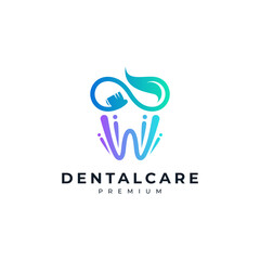 teeth with leaves, water and toothbrushes for dental care logos, toothbrush brands, mouthwashes or dental clinics
