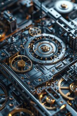 mechanic metallic gears background, realistic and detailed