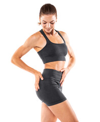 Fototapeta premium Beautiful athletic woman, isolated on white background