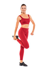 Beautiful athletic woman, isolated on white background