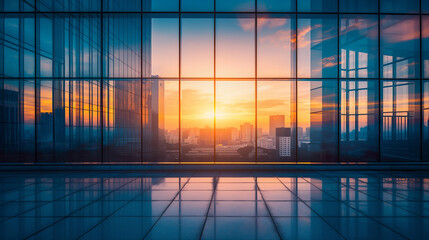 Modern Office Building: Abstract Background with Glass Windows and Shallow Depth of Field