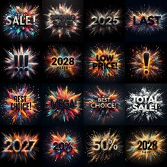 Sale promo. Particles explosion. AI generated illustration