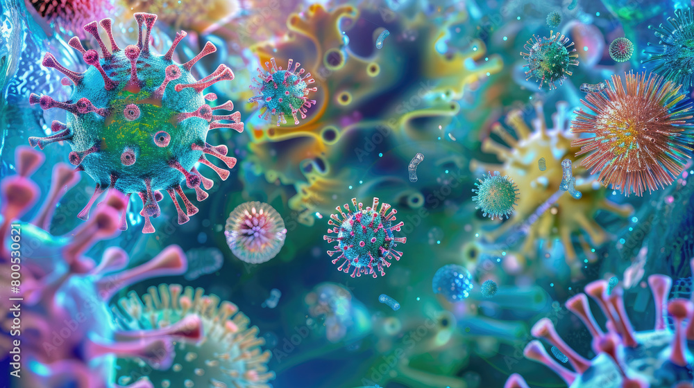 Wall mural Complexity of Microscopic Viruses Revealed