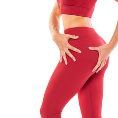 Female legs part of the body - sportswear, isolated on white background