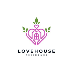 house with heart and tree for eco-friendly orphanage or nursing home logo