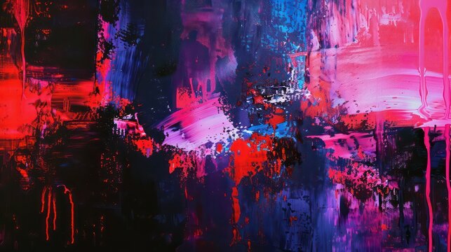 abstract psychedelic paint grunge background with an artistic rusty surface and iridescent vivid colors contrasting with the major black