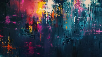 Obraz premium abstract psychedelic paint grunge background with an artistic rusty surface and iridescent vivid colors contrasting with the major black