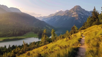 Beautiful sunset at zittauerhuette refuge, gerlossee lake, pinzgau, salzburg, austria