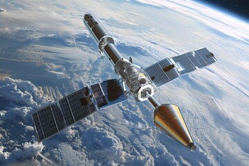 Obraz premium Aerospace Innovations Driving Market Expansion: Unleashing Business Success Through Satellite and Rocket Science.