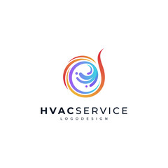 HVAC service logo with colorful, shiny and cheerful water and fire