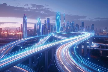 AI High-Speed Network City Highway: The Futuristic Urban Age