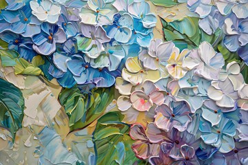 Impasto Hydrangea: Textured Oil Painting for Stunning Spring Decor