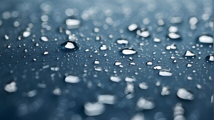 Texture of Raindrops on Blue Glass Surface