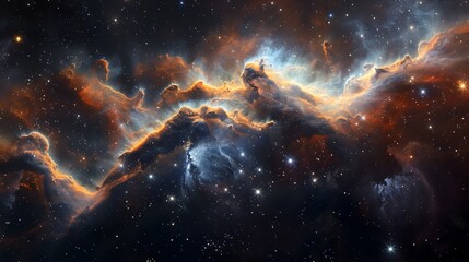 Captivating Cosmic Composition:Glowing Nebula and Distant Stars in an Expansive Interstellar Landscape