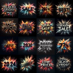Sale promo. Particles explosion. AI generated illustration - 800534014