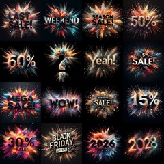 Sale promo. Particles explosion. AI generated illustration - 800534050