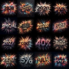 Sale promo. Particles explosion. AI generated illustration - 800534053