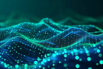 Digital Green Blue Nano Network: Futuristic Cyber Data Landscape