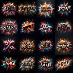 Sale promo. Particles explosion. AI generated illustration - 800534073