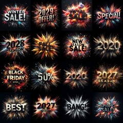 Sale promo. Particles explosion. AI generated illustration - 800534075
