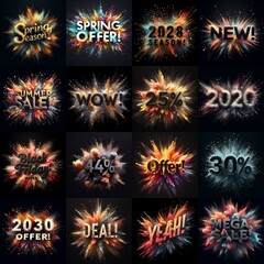 Sale promo. Particles explosion. AI generated illustration - 800534091