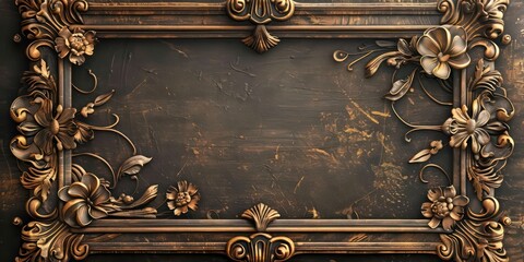 ornamental border frame with floral motifs and whimsical victorian decoration