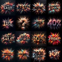 Sale promo. Particles explosion. AI generated illustration - 800534277
