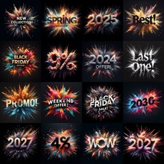 Sale promo. Particles explosion. AI generated illustration - 800534292
