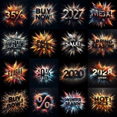 Sale promo. Particles explosion. AI generated illustration - 800534413