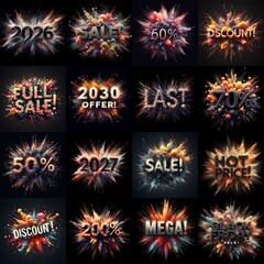 Sale promo. Particles explosion. AI generated illustration - 800534427