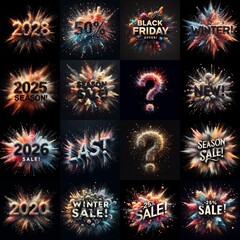 Sale promo. Particles explosion. AI generated illustration - 800534471