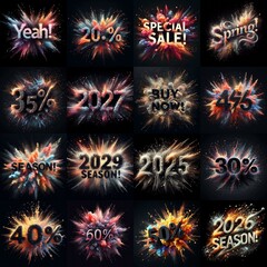 Sale promo. Particles explosion. AI generated illustration - 800534486
