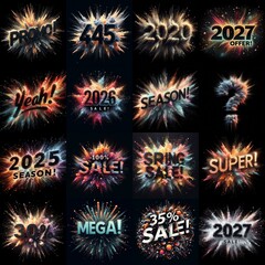 Sale promo. Particles explosion. AI generated illustration - 800534488